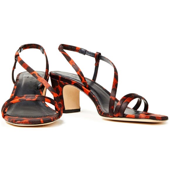 Sandro Leopard-print Cotton-blend Sateen Sandals - Picture 1 of 13